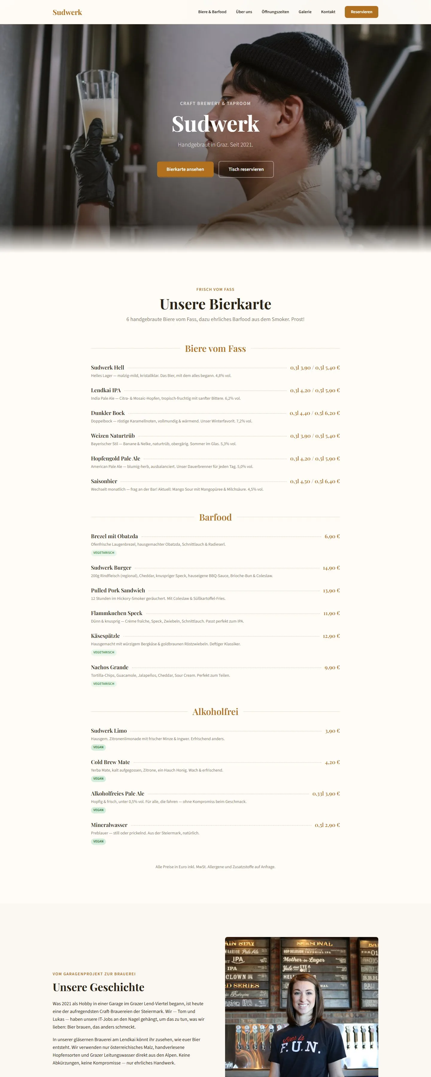 Website der Craft Brewery Sudwerk, erstellt von Klaro